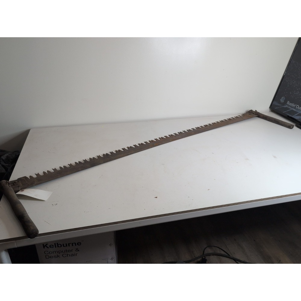 Vintage Antique Two Man Logging Timber Crosscut Saw 66'' Long Blade